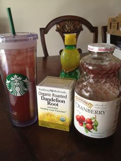 This is my own take on Jillian Michael's recipe to help you loose unwanted water weight. I bought the largest tumbler from starbucks and I fill up with water, add 1 Tbl Plain Cranberry juice, 1 Tbl Lemon Juice, 1 Dandelion Root tea bag and 1/4 tsp of maple syrup. It's refreshing and I drink at least one a day if not more. It helps you loose water weight because it promotes liver function increasing it's ability to remove waste and breakdown by ZaraFee Roasted Dandelion Root, Dandelion Root Tea, Liver Function, Jillian Michaels, Dandelion Root, Water Weight, Healthy Liver, Liver Detox, Natural Detox