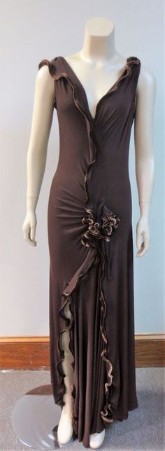 DONNA KARAN NEW YORK Brown Silk Jersey Velvet  Formal Dress Gown Medium, EUC #DonnaKaranNewYork #BallGown #Formal Fitted Long Brown Dress, Fitted Brown Floor-length Maxi Dress, Fitted Floor-length Brown Gown, Fitted Brown Formal Gown, Formal Fitted Brown Gown, Brown Fitted Formal Gown, Velvet Formal Dress, Formal Dress Gown, Formal Dresses Gowns