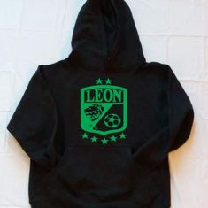 Club Leon Cotton Unisex Youth Pullover Hoodie Black Hooded Hoodie For School, Black Hooded School Hoodie, Pre-shrunk Black Hoodie Sweatshirt, Black Pre-shrunk Hoodie Sweatshirt, Black Pre-shrunk Fleece Hoodie, Black Pre-shrunk Hooded Top, Black Sporty Sweatshirt For School, Black Green, Kids Shirts