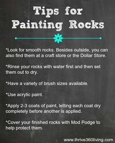 a blackboard with instructions on how to paint rocks