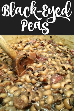 black - eyed peas with bacon and mushrooms in a skillet