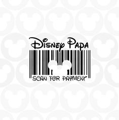 a barcode with the word scan for payment on it and a mickey mouse silhouette