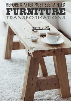 a coffee table with a magazine and cup on it