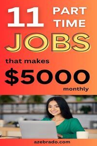 a woman sitting in front of a laptop computer on top of a desk with the words, 11 part time jobs that makes $ 500 00 / month