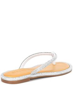 Gianni Bini Betina Bling Embellished Thong Sandals | Dillard's Silver Rhinestone Flip Flops, Embellished Adjustable Flip Flops, New York Street, Gianni Bini, Dillard's, Thong Sandals, Stacked Heel, Me Too Shoes, Clothing Accessories