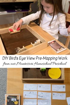 DIY Bird's Eye View Pre-Mapping Work from our Montessori Homeschool Preschool Montessori Preschool Math, Practical Life Montessori Preschool, Montessori Centers, Montessori Homeschool Preschool, Montessori Approach, Nature Preschool, Homeschool Nature Study, Montessori Language