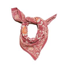 This is a hand-dyed and hand-stamped batik bandana, handmade by artisans. This fabric is handmade by artisans in Java using centuries old wax & dye batik technique. This fabric is made from flowy lightweight bandana fabric. This bandana is made from white cotton fabric that is then hand-stamped and hand-dyed using 700 years old batik wax and dye technique. The batik fabric is also then sun baked. You should expect some variation of the color. This pattern is called Plumeria Size: 19.7”x20.5” Mad Bohemian Pink Bandana, Bohemian Cotton Headscarf With Bandana Print, Pink Bohemian Bandana For Beach, Bohemian Bandana Print Patterned Scarves, Bohemian Bandana Print Scarves For Beach, Bohemian Tie Dye Scarves, Bohemian Bandana Print Scarves For The Beach, Bohemian Tie-dye Scarves, Bohemian Bandana Print Scarves