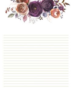 a notepad with watercolor flowers on it and lined paper in the bottom corner