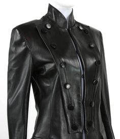 Tom Ford for Yves Saint Laurent F/W 2001 Black Leather Long Military Style Coat For Sale at 1stDibs Classic Leather Jacket For Evening, Designer Formal Leather Jacket, Designer Leather Jacket For Formal Occasions, 2001 Runway, Military Style Coats, Long Leather Coat, Style Coat, Cool Fits, Military Style