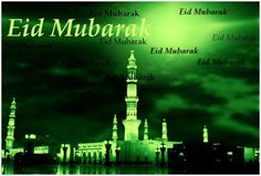 an image of a green and black background with the name eid mubarak