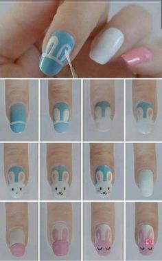 <b>Colores pasteles, diseños minimalistas, flores y más.</b> Easter Nail Art Tutorial, Diy Easter Nails, Easter Nail Art Designs, Bunny Nails, Easter Nail Designs, Easter Nail Art, Heart Nail, Nails For Kids