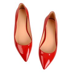 Red Daily Flat pumps Red Pointed Toe Flats With Red Sole, Red Pointed Toe Flats For Formal Occasions, Red Pointed Toe Flats For Party, Red Closed Toe Flats For Work, Red Closed Toe Court Shoes For Office, Red Almond Toe Flats For Office, Red Court Shoes For Office, Red Pointed Toe Flats For Work, Red Closed Toe Flats For Office