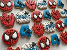 spiderman cookies are arranged in the shape of numbers