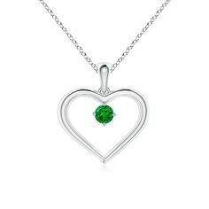 This resplendent platinum prong set emerald open heart pendant is simple yet beautiful. The round lush green gem looks mesmerizing in combination with the lustrous open heart frame. Green Gem, Heart Frame, Silver Heart Pendant, Emerald Pendant, Green Gems, Open Heart, Fine Jewellery Necklace, Natural Emerald, Heart Pendant Necklace