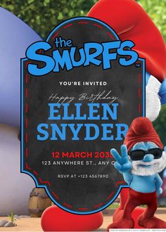 the smurfs birthday party flyer