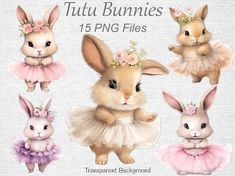 some cute little bunnies wearing tutu skirts