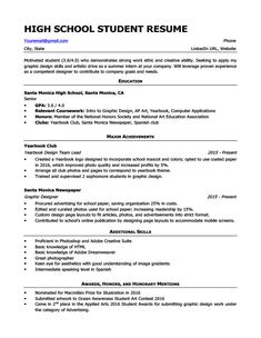 a high school student resume is shown in this format for students to use as an example