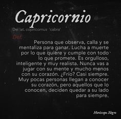 a black and white photo with the words capricornio written in spanish