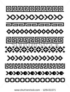 a set of black and white patterns for embroidery on fabric or other items, with different designs