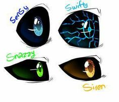 four different types of eyes with the words scary, slayy, and silly written on them