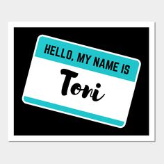 a hello my name is troy tag on a black background