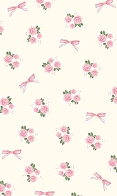 pink roses and bows on a white background