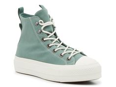 Converse Chuck Taylor All Star High-Top Platform Sneaker - Women's Green High-top Sneakers For Spring, Spring Mid-top Platform Sneakers, Converse High-top Platform Sneakers For Spring, Green High-top Platform Sneakers, Spring Converse High-top Sneakers, Green Converse High-top Sneakers For Spring, Sage Green High Top Platform Converse Kids, High Top Platform Converse Green, Spring Green Converse High-top Sneakers