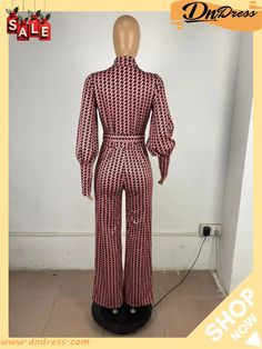 Winter Fashion Print Puffed Long Sleeve with Belt Jumpsuit Chic Puff Sleeve Jumpsuits And Rompers For Party, Chic High Waist Bodysuit For Fall, Chic High-waist Jumpsuits And Rompers For Fall, Retro Fitted Bodysuit For Party, Chic Fitted Winter Jumpsuits And Rompers, Retro Long Sleeve Jumpsuits And Rompers For Fall, Retro Long Sleeve Jumpsuit For Fall, Chic Fitted Jumpsuits And Rompers For Winter, Retro Fitted Long Sleeve Jumpsuits And Rompers