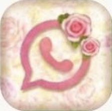 a pink phone with three roses on the front and bottom, as well as an e - mail symbol