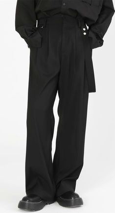 Whether it’s for casual days or formal occasions, it’s time to upgrade your wardrobe with nightcity clothing’s wide leg pleated pants with strap. These lightweight and comfortable pants come with breathable fabric, making them the perfect pair to bring along on your trips. The wide leg fit can be paired with any top, and the strap detail adds a modern twist to any look. Keep your style effortless and comfortable this summer with nightcity clothing’s wide leg pleated pants with strap.
Gender: Men Aesthetic Pants Men, Wide Fit Pants Men, Types Of Pants Men, Formal Pant Men, Wide Leg Pants Outfit Men, Pleated Pants Men, Pants Design For Men, Dark Academia Pants, Wide Leg Pants Men