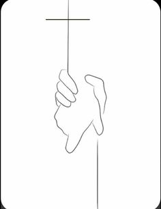 a line drawing of hands holding a cross