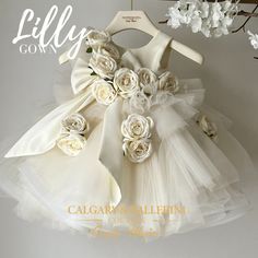 Big Bow Dress, Girls Boutique Dresses, Ivory Flower Girl Dress, Flower Girl Gown, First Birthday Dresses, Ivory Flower Girl, Ivory Flower Girl Dresses, Girls Easter Dresses, Baby Dress Design