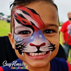 Fourth Of July Face Painting, Fourth Of July Face Paint Ideas, Patriotic Face Paint, Fourth Of July Face Paint, 4th Of July Face Paint, July Face Paint, Easy Face Painting Designs, 4th Of July Makeup