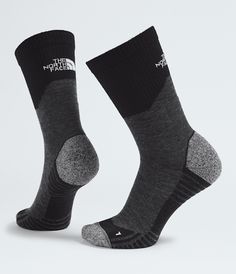 Designed for long days on the trail, the Hiking Crew Socks are made from a soft Merino wool blend. They feature both heel and toe cushioning, as well as a padded sole, for comfort and performance mile after mile. Shop All Hiking [North Face, Northface, thenorthface, the northface, TNF, tnf] Black Winter Socks For Outdoor Activities, Black Breathable Hiking Socks, Functional Winter Hiking Socks, Durable Black Socks For Outdoor Activities, Functional Midweight Black Socks, Durable Black Outdoor Socks, Black Casual Hiking Socks, Casual Black Hiking Socks, Anti-odor Winter Socks For Outdoor Activities