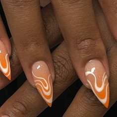 Cremé Lux Nail Spa on Instagram: "🧡🧡🧡 #handpainted  . . . . #nails #nailart #nailaddict #nailsonfleek #nailfashion #nailartist #dmvnails #nailpro #maryland #dmv #nailporn #nailmagazine #nailsofinstagram #instanails #nailstagram #owingsmills #instagood #pikesville #owingsmillsmd #maryland #marylandnails #longnails #naildesigns #nailpromagazine #nailoftheday #nailswag #nails2inspire #fallabstractnails #abstractnails" New Design Nails 2024, Nail Line Art, Lux Nails, Subtle Nails, Fancy Nails Designs, Fall Acrylic Nails, Pretty Nail Art, Hot Nails, Luxury Nails