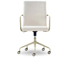 a white office chair with wheels on an isolated background