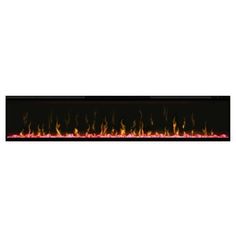 an electric fireplace with red flames