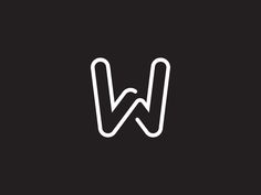 the letter w is made up of two lines and has been drawn in white on black