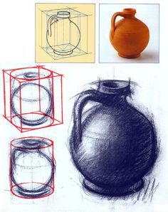 an image of a vase and some drawings