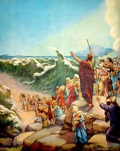 an image of jesus walking on the beach with many people around him and waves in the background