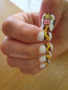 Giraffe Nails Pictures, Photos, and Images for Facebook, Tumblr, Pinterest, and Twitter Giraffe Nails, Emoji Nails, Animal Nail Art, Animal Nails, A Giraffe, Cat Kuku, Funky Nails