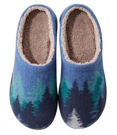 With its colorful nature motif and super-soft fleece liner, these scuffs are sure to be a happy place for your feet. Half sizes order up. Spot clean. Wool-clog-style upper features a high-pile fleece sock liner for warmth and comfort. Antislip rubber sole for increased dependable traction. Convenient open-backed mule styles allow for easy on/off. The perfect mule slippers for relaxing at home or running quick errands around town. Imported. | Women's Daybreak Scuffs, Motif Wool Clogs, Safety And First Aid, Fleece Socks, Clogs Style, Rope Bag, Casual Running Shoes, Tent Accessories, Climbing Shoes, Duffel Bag Travel