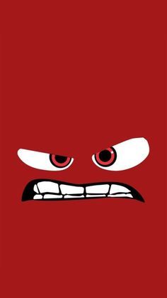 an angry red background with eyes and mouth