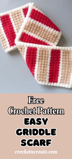 Free Crochet Easy Griddle Scarf Pattern Free Crochet Scarf, Repeat Design, Crochet Easy, Easy Crochet Patterns Free, Free Scarf, Scarf Crochet Pattern, Stitch 2, Repeat Pattern