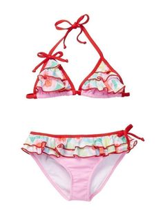 Great for beach, pool or lake this 2 piece Sweet Jane triangle bikini swimsuit from Azul is an awesome choice. It has multi colored ruffles adorning the bikini and the top, and beautiful red accents. Made of high quality material offers UV50+ protection. Playful Pink Pool Bottoms, Fitted Playful Beach Season Bottoms, Playful Fitted Bottoms For Beach Season, Playful Multicolor Swimwear With Ruffles, Playful Multicolor Ruffled Swimwear, Pink Bottoms For Summer Cheerleading, Fitted Bottoms For Summer Playwear, Fitted Bottoms For Playwear In Summer, Playful Fitted Swimwear With Ruffles