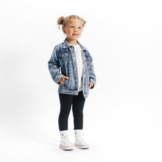 Our Denim Jacket is one of our all-time favorite pieces! This jacket layers well over a pullover or hoodie, and adds a classic look to any outfit. Style it with one of our tees and your favorite LB bottoms, and you’ve got an easy, timeless, and trendy look for your little to rock! Color: Medium Wash Functional front + chest pockets Rollable sleeves “LB” branded snaps Material + Wash: 95% cotton | 5% spandex Midweight + durable Machine wash gentle with like colors Dry on low heat Color variations Kids Denim Jacket, Demin Jacket, Perfect Denim, Kids Denim, Outfit Style, Staple Pieces, The Kids, Jean Jacket, All About Time