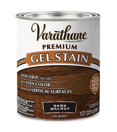 a can of vartafone gel stain wood paint on a white background with an orange stripe