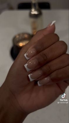 Shirt Gel X Nails, Different Tip Nails, Short Square Acrylic Nails Classy, Deep French Nails Square, Elongated French Tip, Wide Fingernails, Smeduiem Nails, Natural Nails French Tip Color, Shorter French Tip Nails