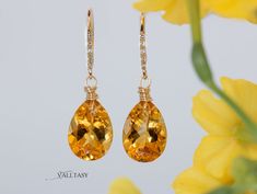 Solid Gold 14K Diamond Pear Madeira Citrine Earrings, Genuine Natural Citrine Earrings - Valltasy Citrine Drop Earrings For Wedding, Elegant Citrine Earrings For Wedding, Fine Jewelry Citrine Earrings For Wedding, Citrine Fine Jewelry Earrings For Wedding, Wedding Fine Jewelry Citrine Earrings, Citrine Wedding Earrings Fine Jewelry, Elegant Teardrop Citrine Earrings, Elegant Citrine Teardrop Earrings, Yellow Gold Citrine Gemstone Earrings