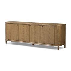 the sideboard is made from wood and has four doors, two drawers and one door